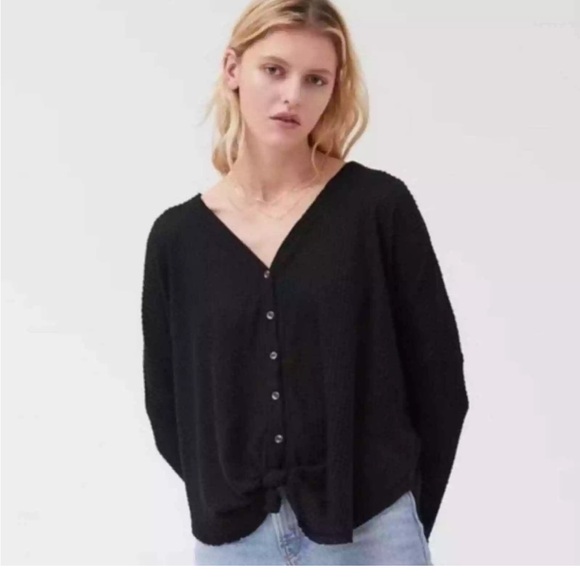 Mod ref black waffle button shirt size medium - Picture 5 of 5